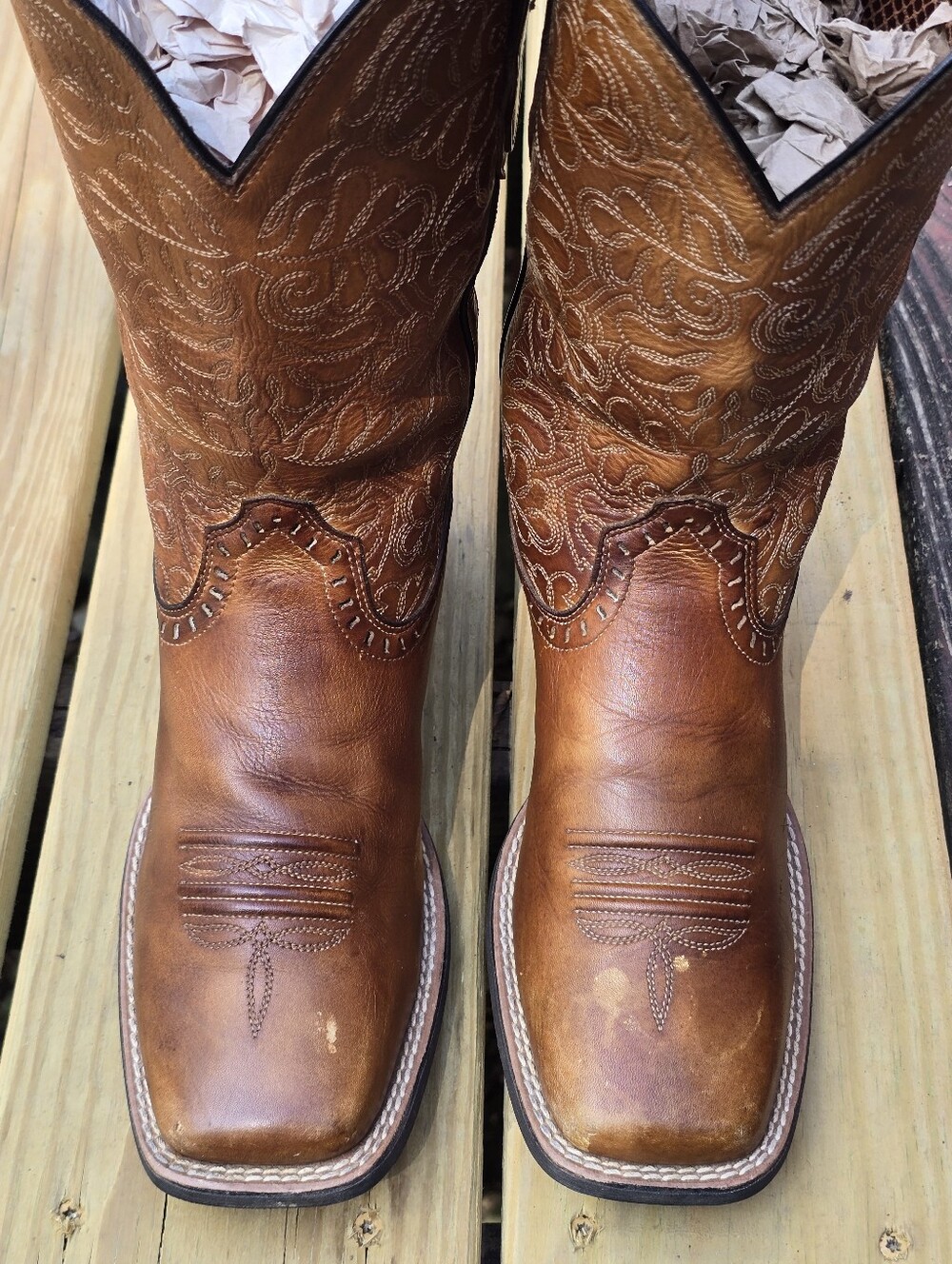 Ariat Womens Round Up Remuda Performance Western Boots, Brown, Square Toe, Sz 7B - Picture 3 of 11